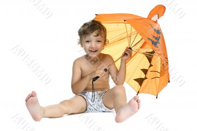 Boy with umbrella