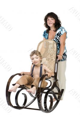 Family with rocking chair