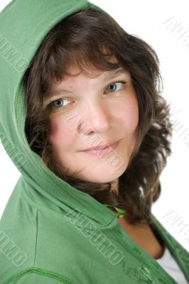 Portrait brunette on white