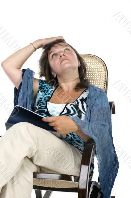 Woman reading magazine closeup
