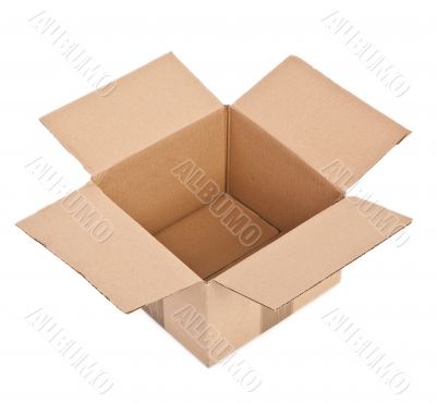 open cardboard box on white