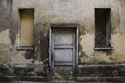 Ruined wall - door and windows