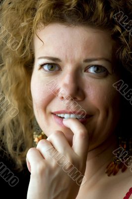 Portrait woman on black
