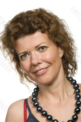 Portrait woman on white closeup