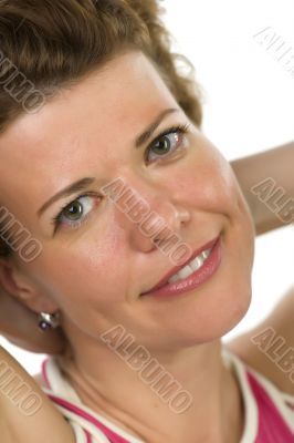 Portrait woman on white macro