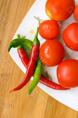 Red and green vegetables