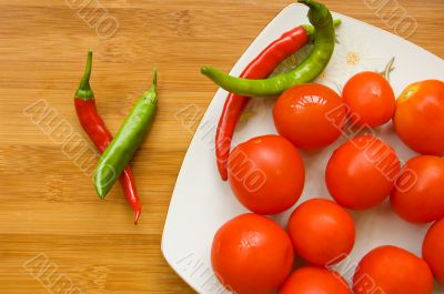 Red and green vegetables