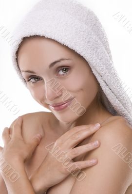 Closeup portrait of young beautiful woman