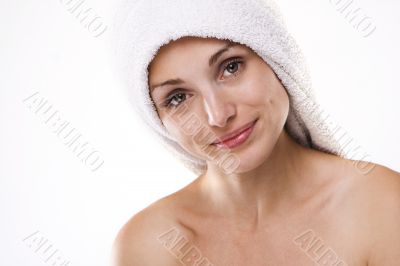 young beautiful woman after bath