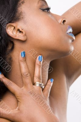mascara model with hands and nails