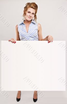  Attractive secretary over white empty board