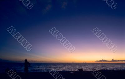 Sunset on Carribean ocea