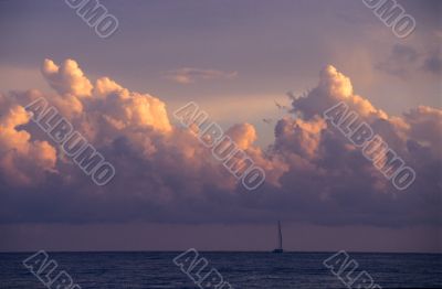 Sunset & cumulus clouds -   Dominican republic