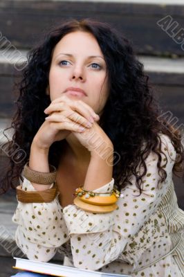 beautiful woman with a book