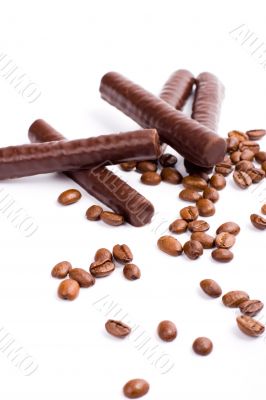chocolate bars and coffee beans