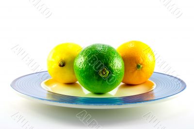 Lemon, Lime and Orange on a Plate