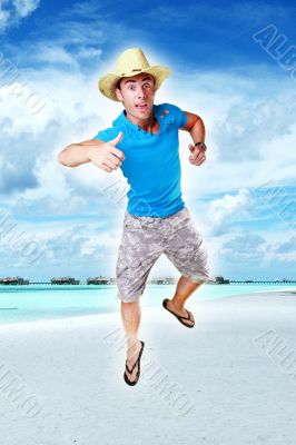 sucessfull man on the beach