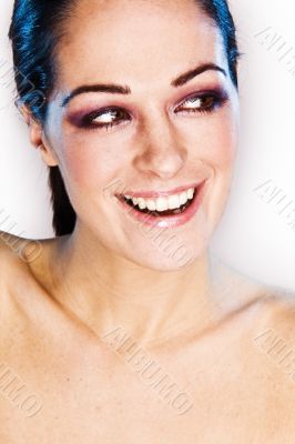 Beautiful young woman face. Close up.