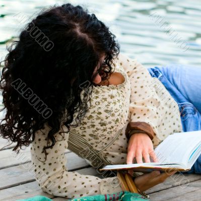 woman reading a book