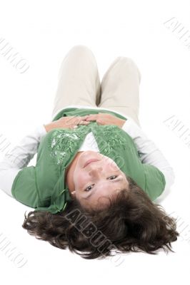 woman on white background closeup