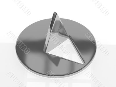 metallic thumbtack (drawing pin) on white background
