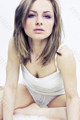 Young woman laying bed