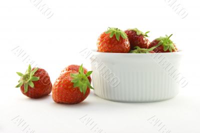 Strawberries in a White Dish