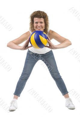 woman with colored ball