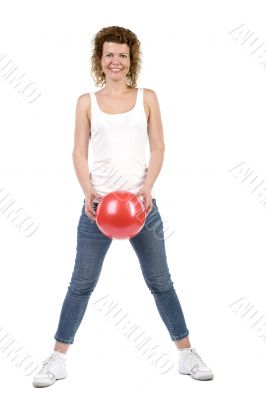 woman with red ball