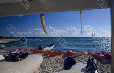sailboards on Bayahibe beach - Dominican republic