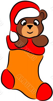 Bear in Christmas sock