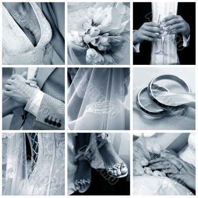 Collage of nine wedding photos