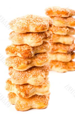two stacks of cookies