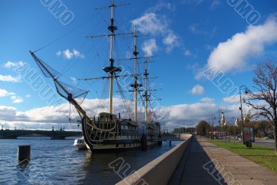 Quay yard Neva river