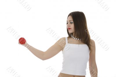 beautiful girl with dumbbells