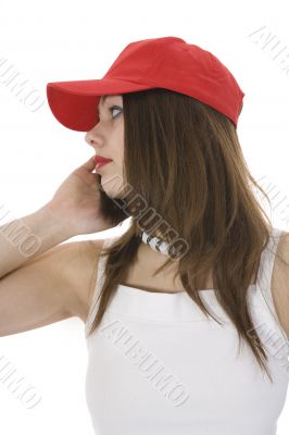emotional girl in red cap