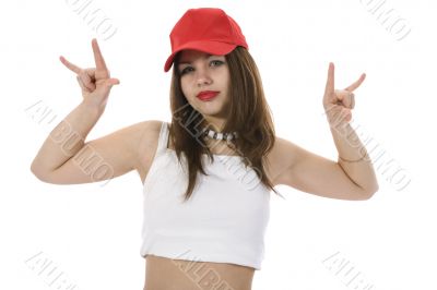 emotional girl in red cap