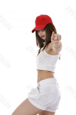 emotional girl in red cap