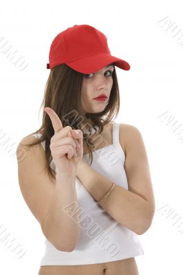 emotional girl in red cap