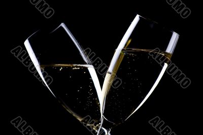 Two glasses champagne closeup