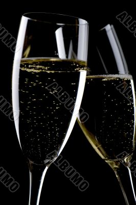 Two glasses champagne macro