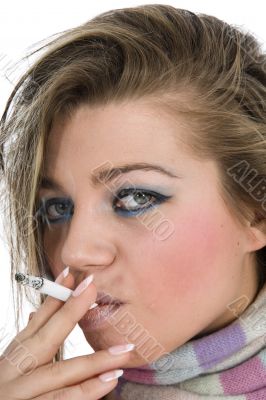 Portrait smoking girl