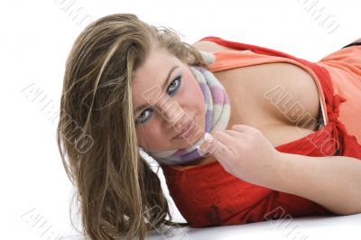 Sexy girl in red blouse