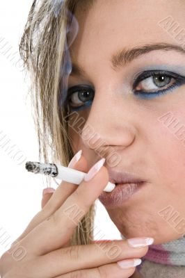Portrait smoking girl