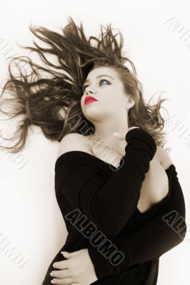 Beautiful girl in black dress