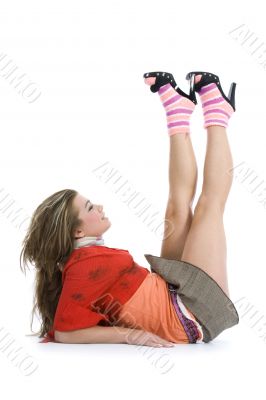 Sexy girl in red blouse