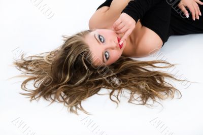 Beautiful girl in black dress