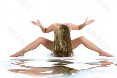 Nude girl on  white background