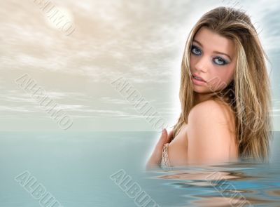 Nude girl with  cape