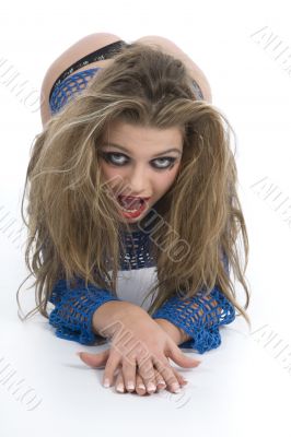 Sexy girl with  blue blouse